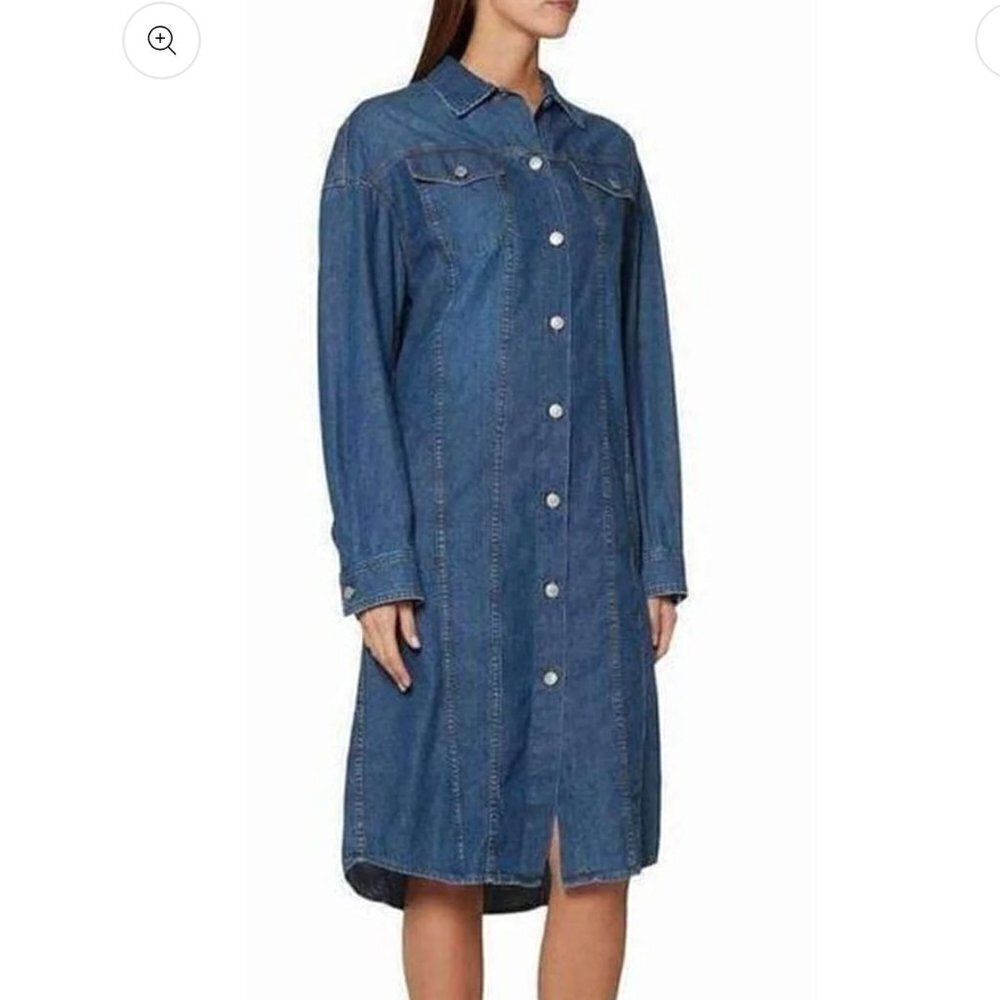 Dries Van Noten Denim Button Down Shirt Dress Blue Size M